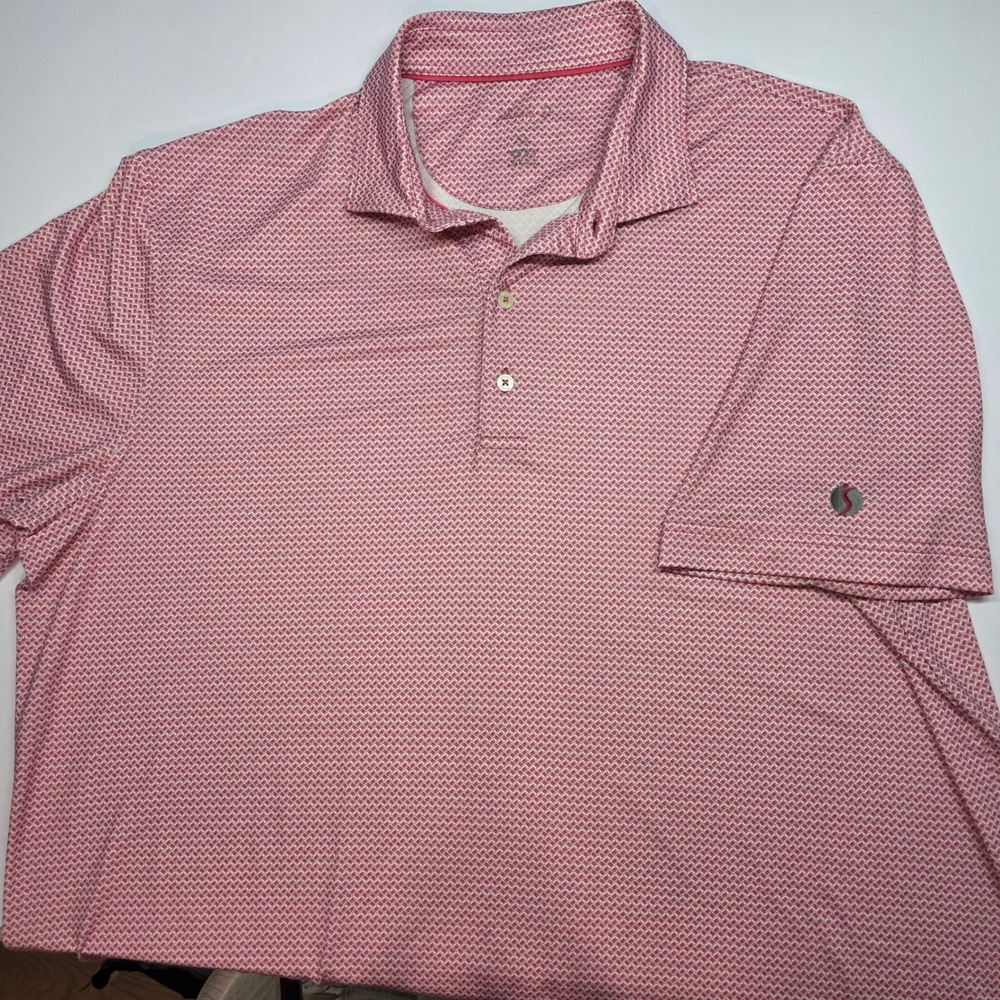 Johnnie-O Mens Prep-Performance Pink Geometric Golf Polo Shirt Size XXL